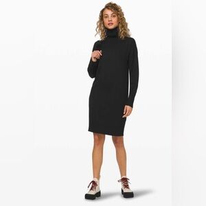 Lululemon Athletica Softer Still Turtleneck Pullover Dress Black S Cashlu™ Knit